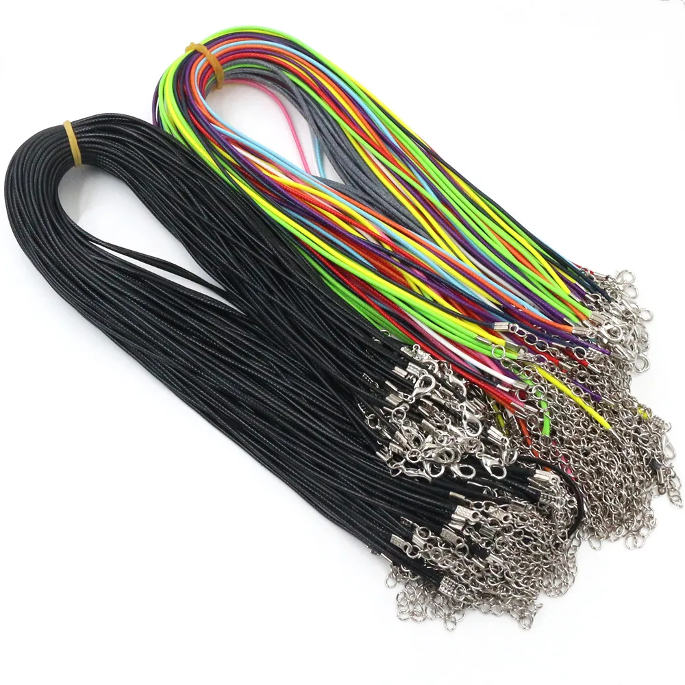 2mm Genuine Leather Chains Necklace Charms Findings String Cord 18 to 20" 