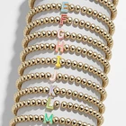 Bracelet Gold Single Enamel Letter Bangle Custome Name Initial Stretch Bracelet