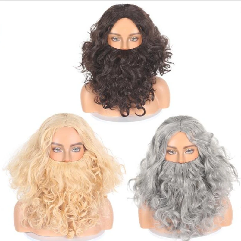 Parrucca Uomo Marrone Lunga E Ricci - Stile Anni '70/'80 - Per Halloween E Cosplay