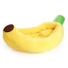Banana Banana Ship Shape Soft Fluffy Yellow Imitation Fabric Cat Pet Bed