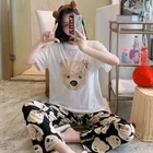Short Sleeve Pajamas Summer Pants Short Sleeve Suit Hot Cartoon Pajamas For Women