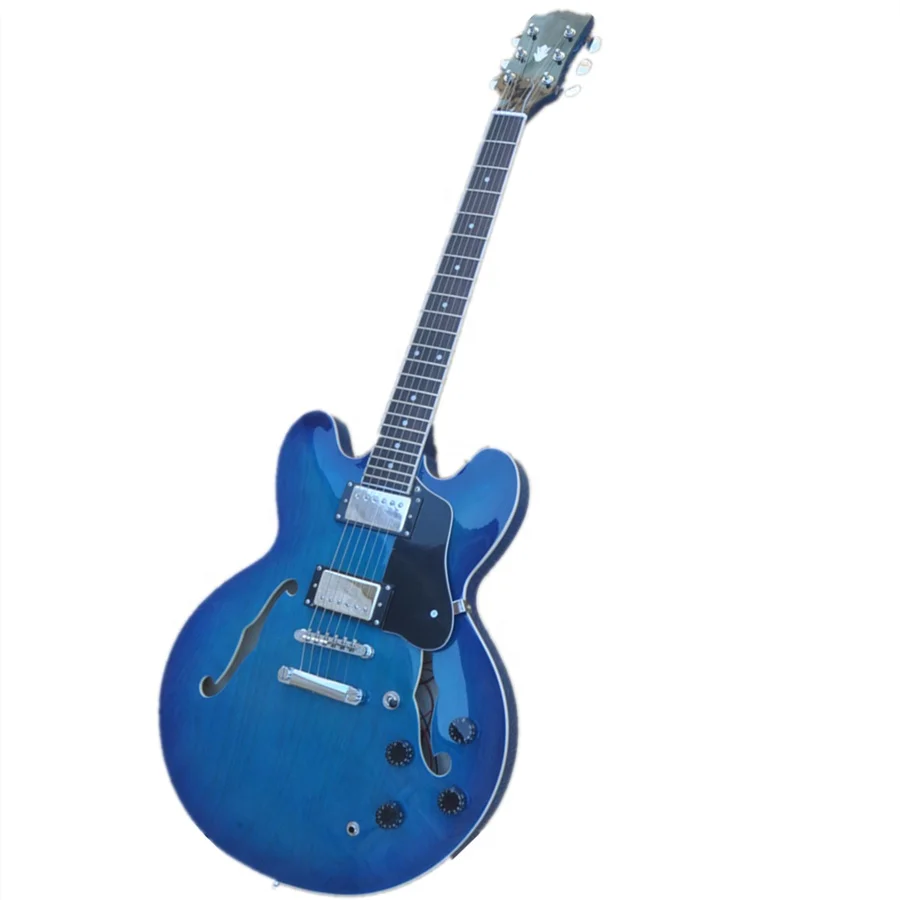 semi hollow guitar blue