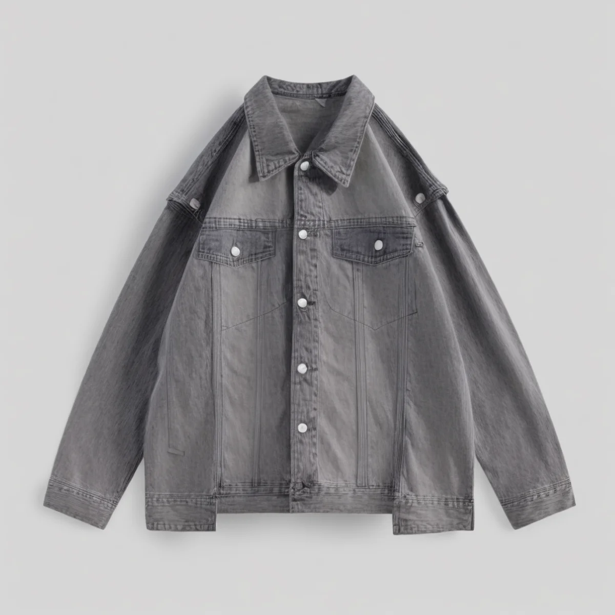 Custom Fashionable Loose Jeans Jacket Streetwear Casual Detachable Sleeves 2 in 1 Vest Denim Jacket for Men manufacture