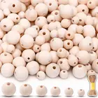 Wooden 500Pcs Unfinished Wood Beads Set Wooden Beads With Jute Twine For DIY Crafting