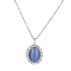 Silver Necklace New Arrival Silver Plated Jewelry Round Natural Stone Rhinestone Pendant Necklace For Women