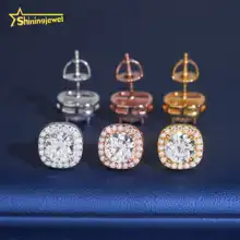 6.5mm Big Stone Screw Back Fine Jewelry Iced Out Earrings VVS D Moissanite Diamond 925 Silver Hip Hop Stud Earrings Men Women