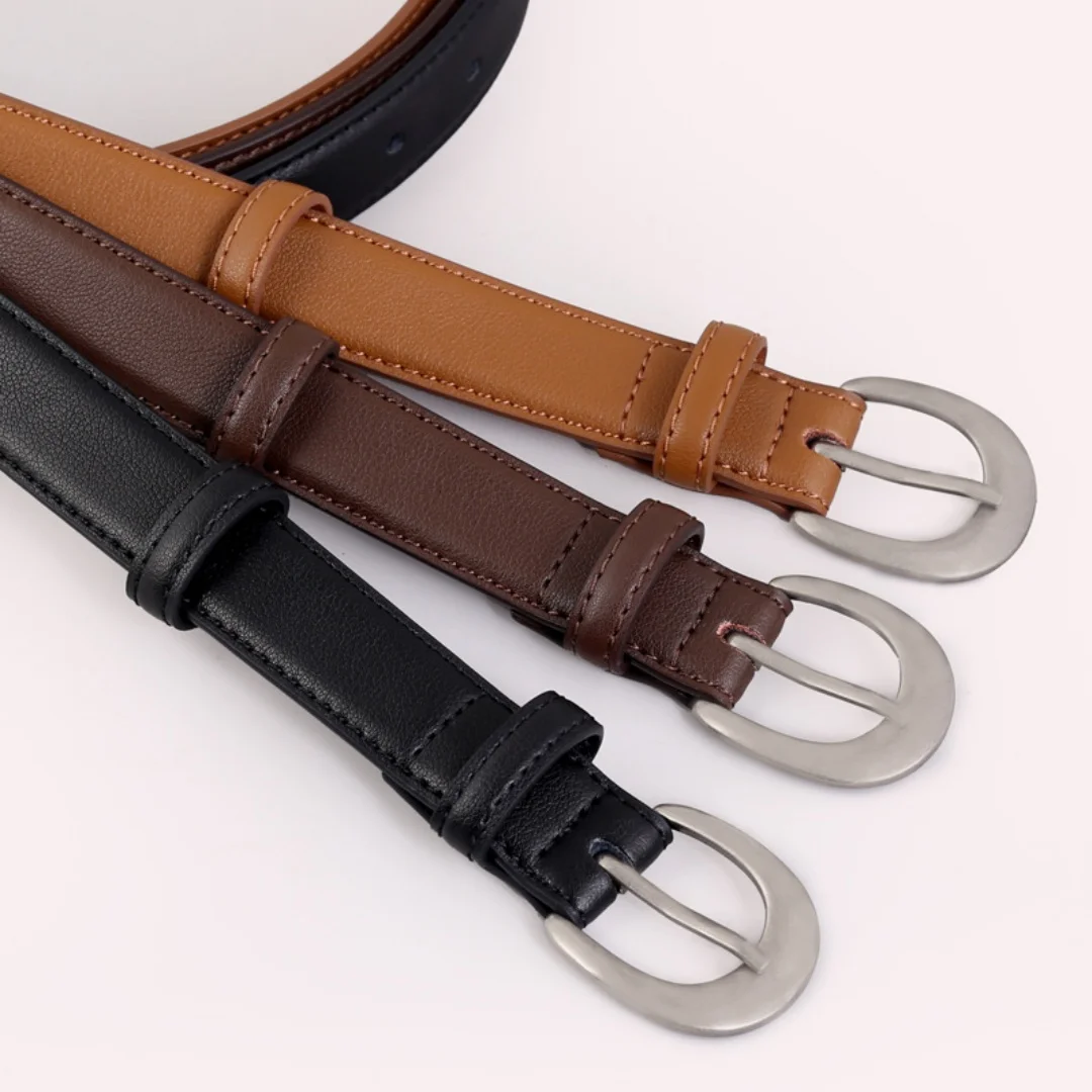 Simple Genuine Cow Hide Alloy Buckle Women's Belt Classic Trendy Wear-resistant Daily Wear Business Casual