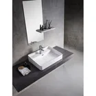 Piece Wash White Composite Square 1 Piece Bathroom Sinks Counter Wash Basin