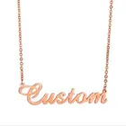 New Name New DIY Cursive Initial Letter Personalized Customised Name Plate Necklace 18k Gold Plated