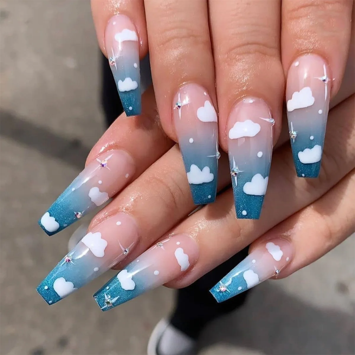 Nail Art New 2021 Custom Cloud Gem Mixed Design Ombre Long Coffin False  Nails Tips Press On - Buy Long Coffin Nails Press On,False Nails Press  On,Press Nail Tip Product on Alibaba.com