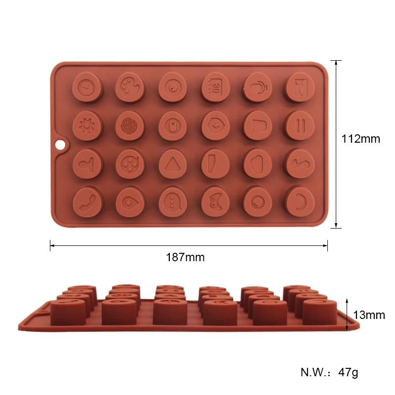 WF New Design Silicone Resin Molds 24 Cavity Food Silicone Candy Molds Cake Decorating Tools 3D  Chocolate Mold