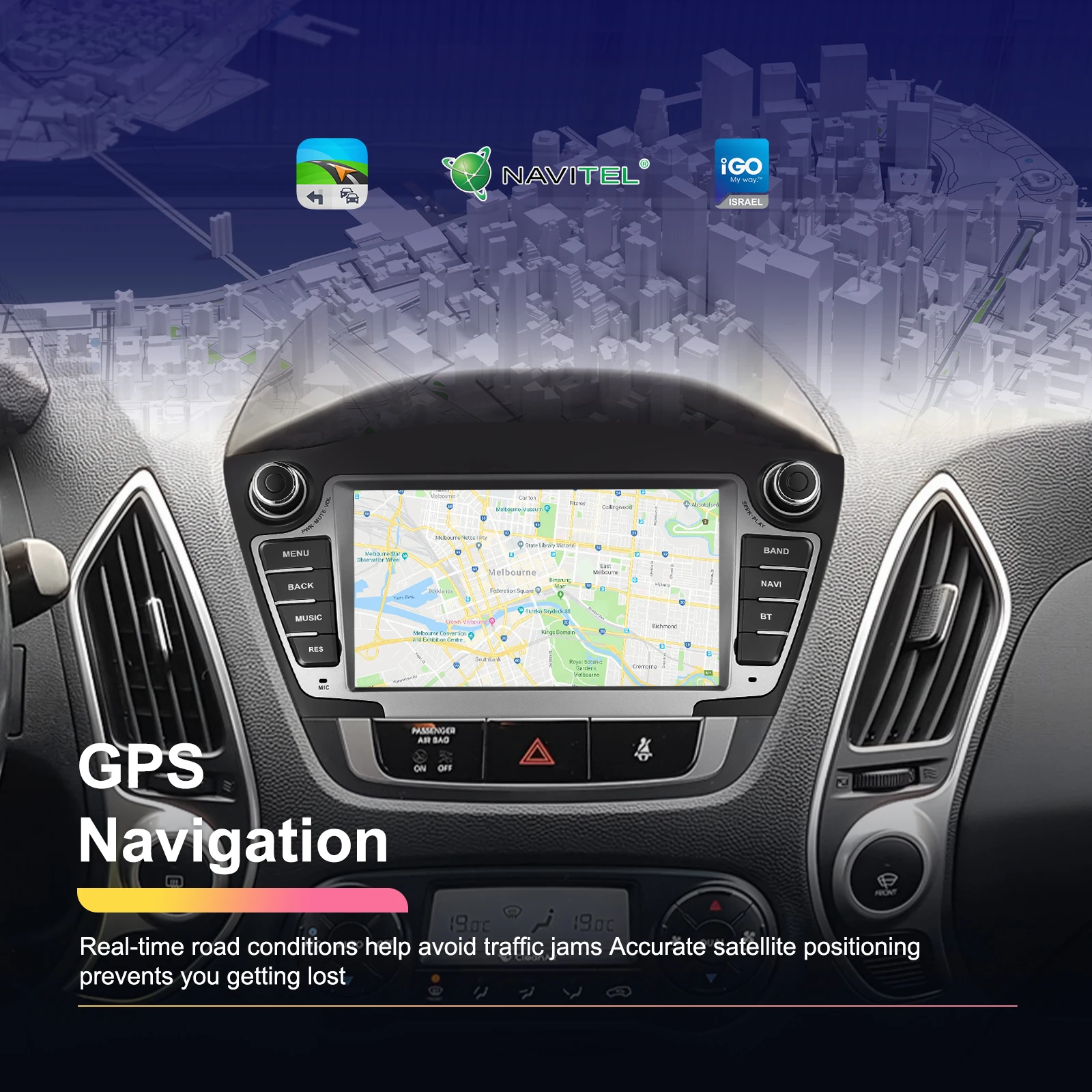 Podofo 7'' 2+64GB Android Car Radio Stereo Wireless Carplay Android Auto Wifi DVR EQ GPS for Hyundai Tucson/IX35 2009-2015 OEM A4251 factory