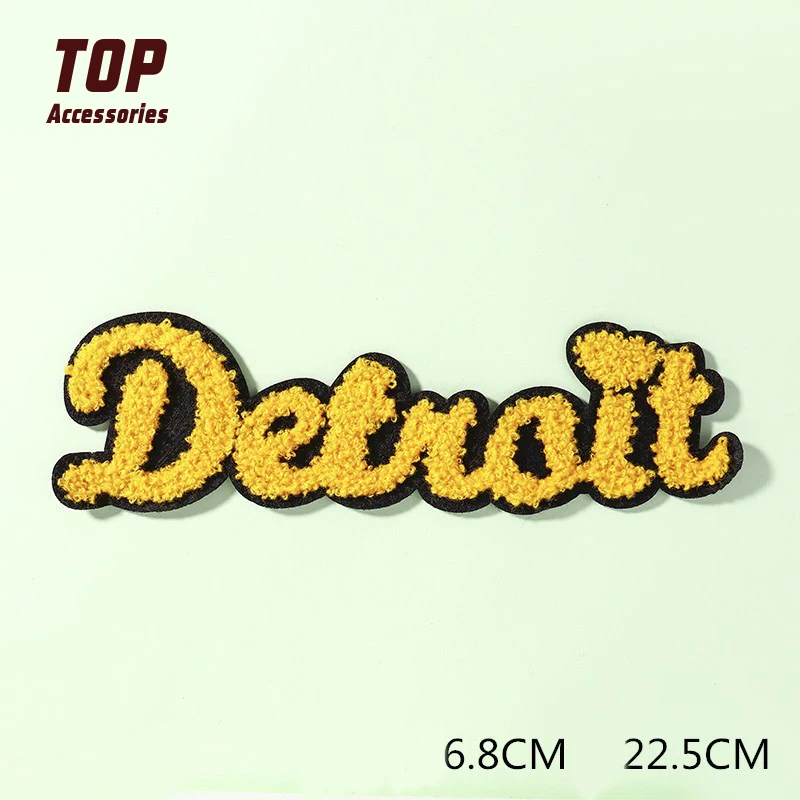 Factory Custom Self Adhesive Multi Color Chenille Letter Brand Patches Iron On