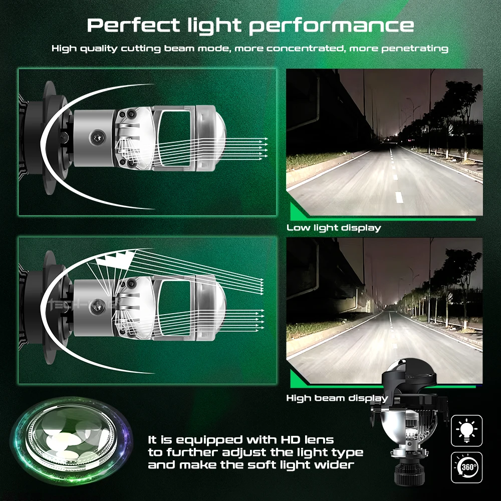 High Power Led Projector Mini Lens H7 H11 9005 9006 HB3 HB4 H4 Mini Led Lens Auto Lighting Systems 100W Car LED Headlight