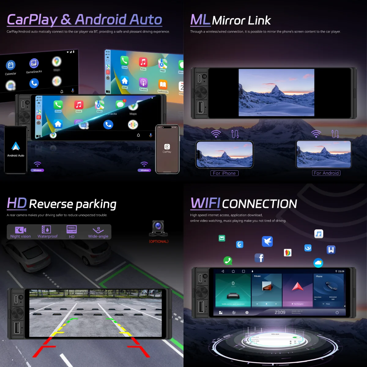android auto gps wifi dsp bt incell screen stereo a4503-3