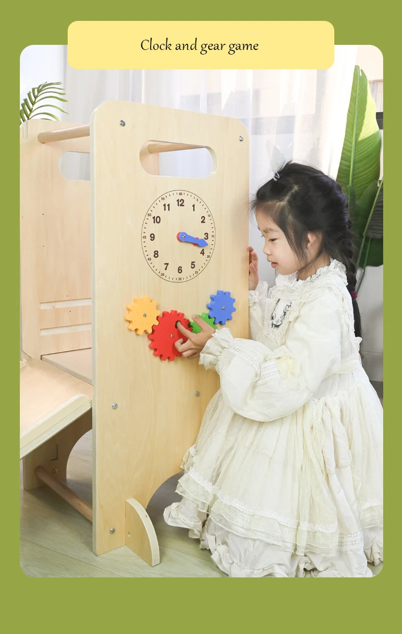 Aide de cuisine en bois montessori étape tour d'apprentissage enfants tabouret réglable en hauteur pliable bébé tour d'apprentissage fabrication