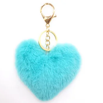 Fashion Peach heart hair ball pendant plush car ornaments loving heart cute soft comfortable key ring bag key chain accessories