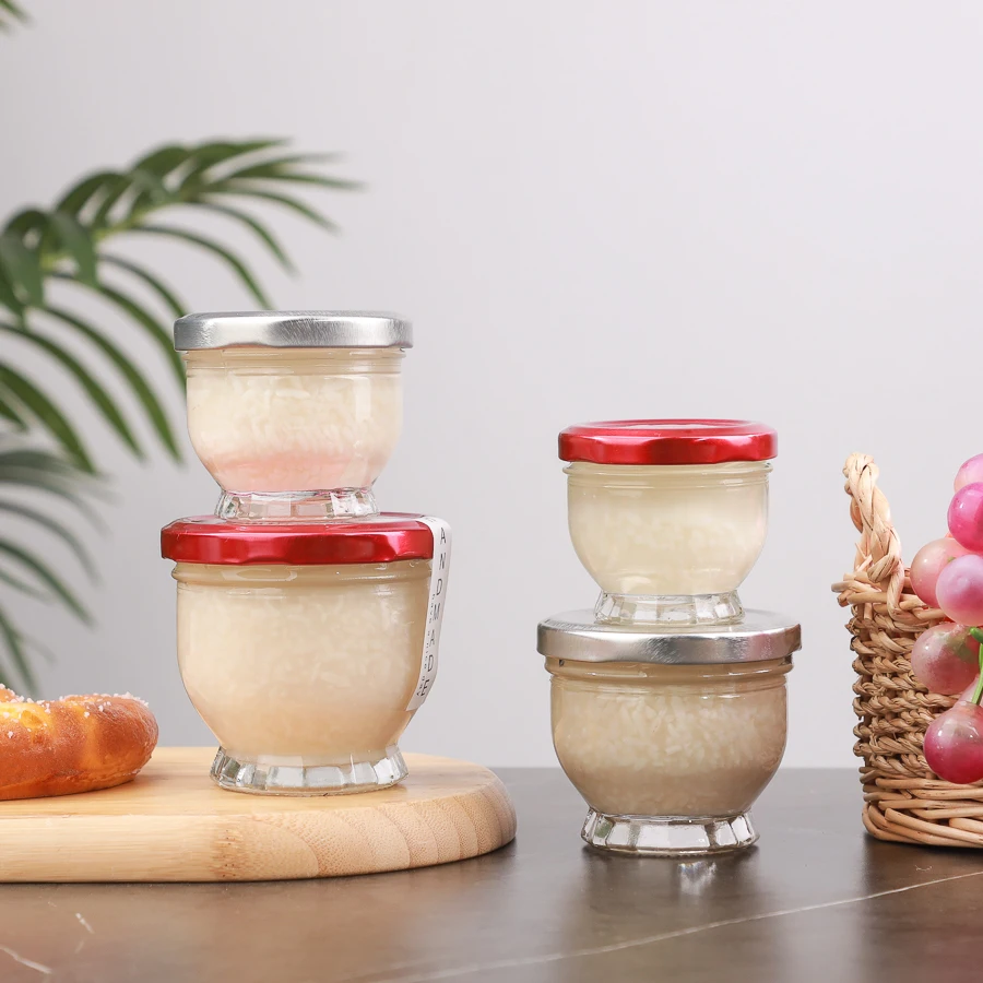 50ml 75ml 150ml Mini Pudding Butter Yogurt Caviar Jars  Bird Nest Glass Bottle Jar with Tinplate Screw lid