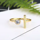 Ring 2021 Girls Gold Filled Elegant Bar T Zircon Adjustable Sterling Silver Minimalist 925 Ring