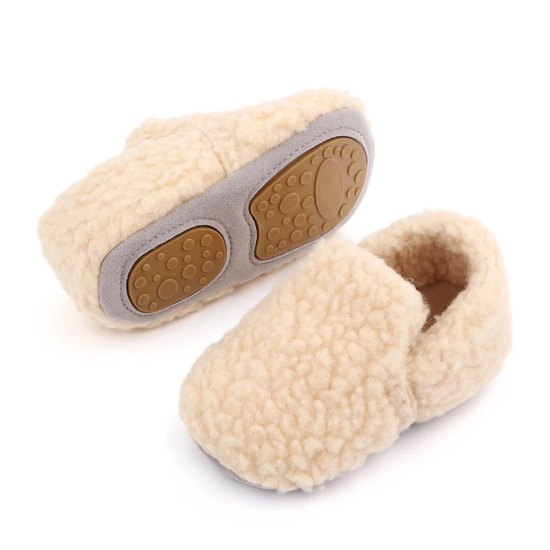 Winter Autumn Warm Baby Infant Toddler Girls Boys Plush Slippers Rubber Sole Slip on Loafers Causal Shoes Princes Shoes Gift manufacture