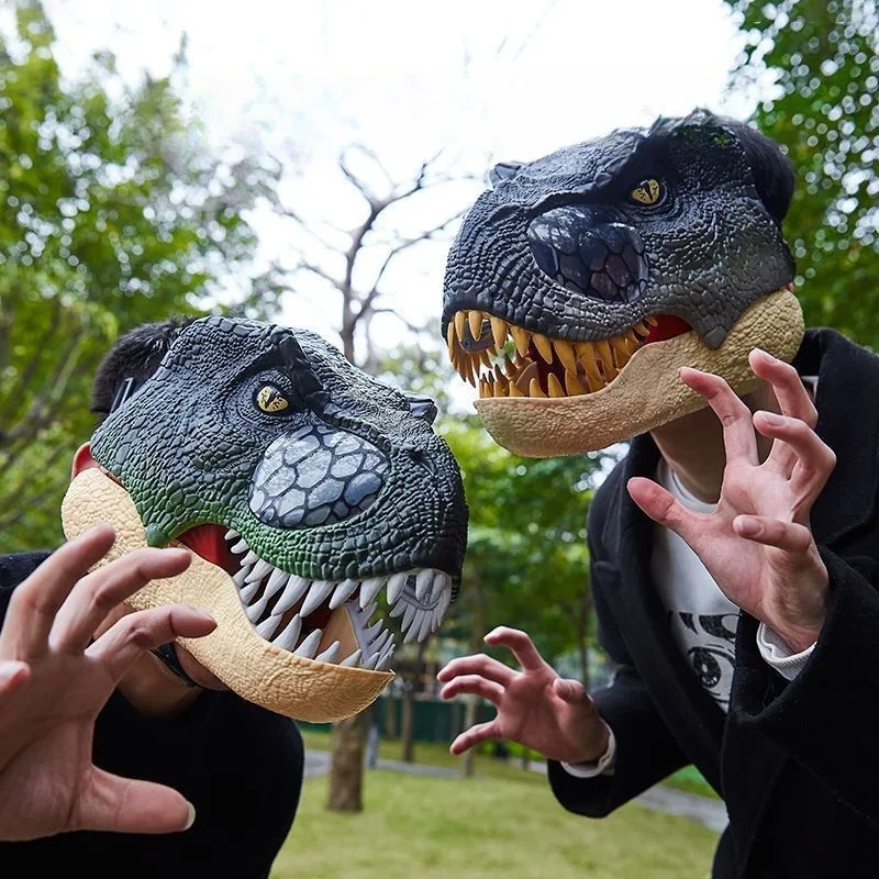 LED Lighted Eyes T-Rex Party Mask with Sounds Dinosaur Mask for Halloween Party Cosplay Costume Funny Masks for Parties