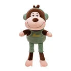 Animal Plush Realistic Valentine Stuffed Animal Monkey Custom Plush Brown Monkey Toys In Pink Shirt