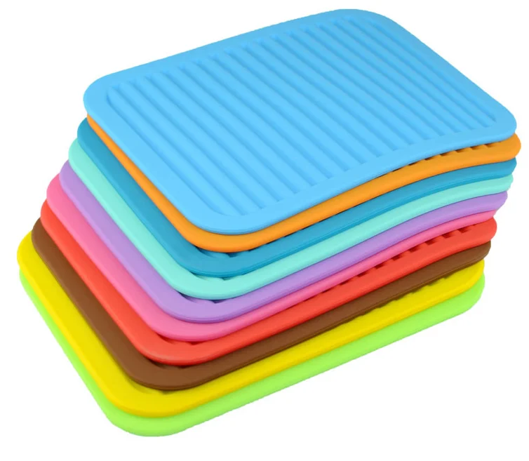 Customized Multi Purpose Spoon Rest Kitchen Silicone Drain Dish Drying Grooves Mat Wholesale Drying Mat