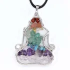 Wholesale Wholesale Handmade Yoga Body Colorful Crystals 7 Chakra Stone Wisdom Life Tree Pendant Necklaces