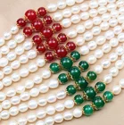 Jewelry Women's Jewelry Necklace Bracelet Earring Set Agate Flower Piece Pearl Jewelry