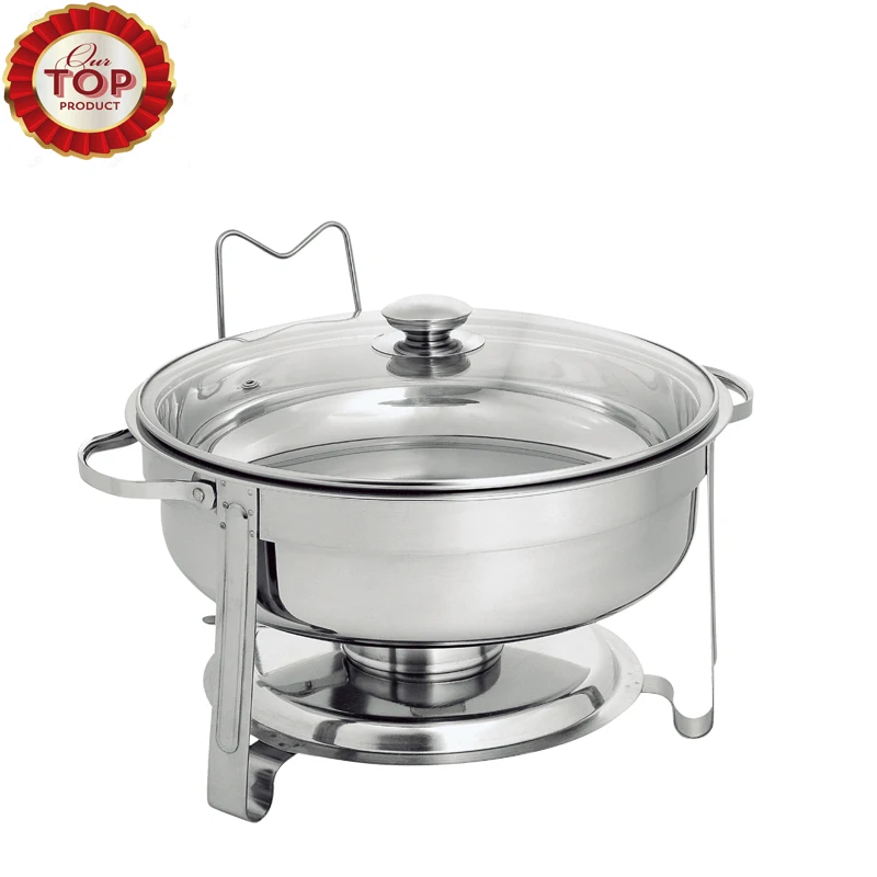 Chinese professional Cheap Food Warmer 201 Double Bowl ceramic Round Chafing Dish