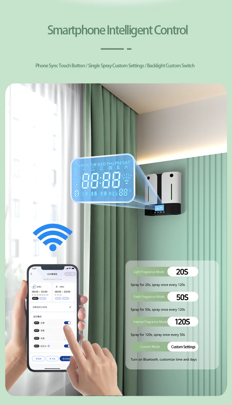 YAOJI Home Appliances Wall Mounted Essential Oil Diffuser Home Perfume Electric Air Pump Scent Oil Diffuser Manufacture