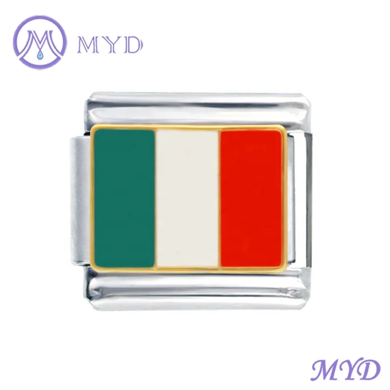 Italy country flag national 9mm classic nomination Italian charms link bracelet (1).jpg