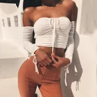 Vest Summer 2021 2colors Vest Summer And Autumn Popular 1 Shoulder Long Sleeve Top Wrap Chest Vest