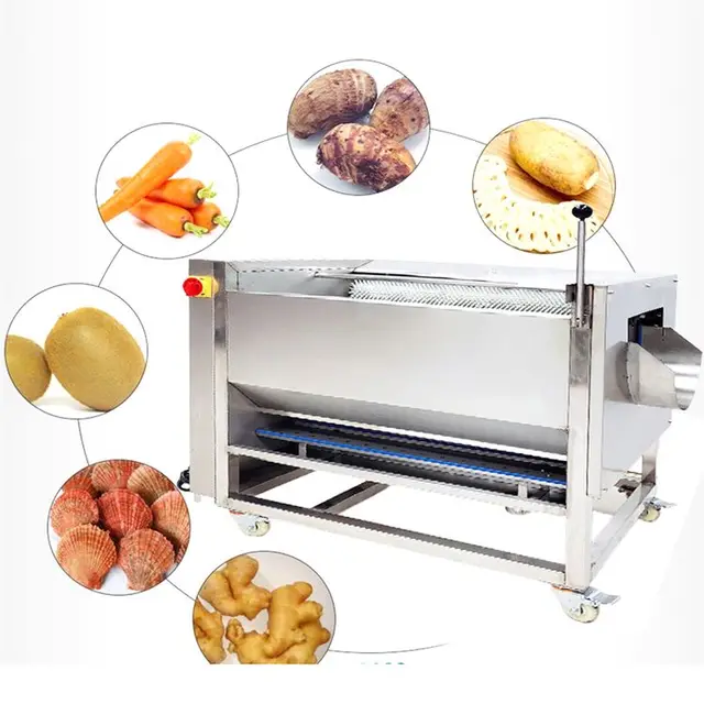 Automatic Brush Roller Root Vegetable Washer Peeler Potato Taro Carrot Radish Ginger Washing and Peeling Machine