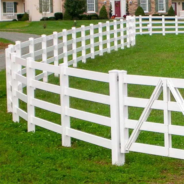 Vinyl Plastic Strong UV Protection 4 Rail Pvc Horse Livestock Paddock Fence Panel