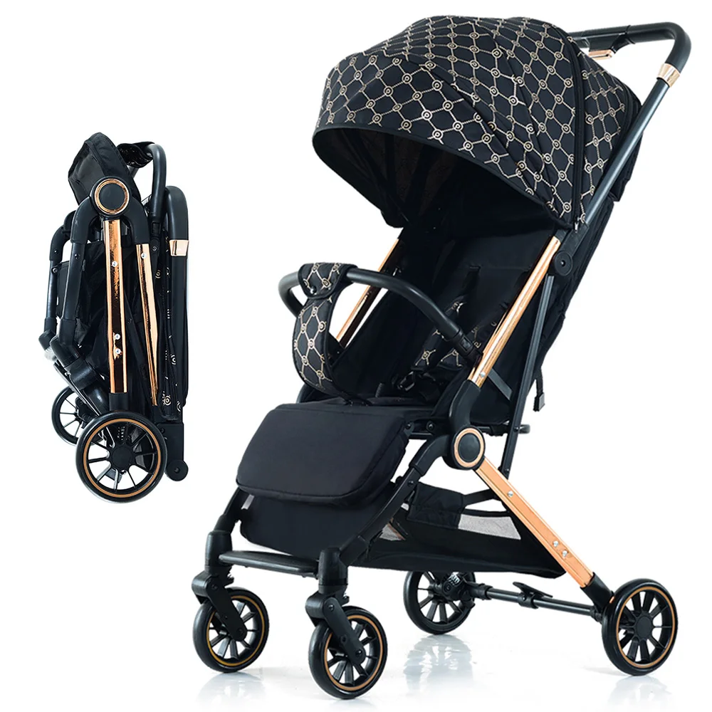 Kinderwagen Steel Frame Quick Folding Pram Stroller Baby Luxury Poussette Compact Travel Buggy Baby Stroller 2in 1