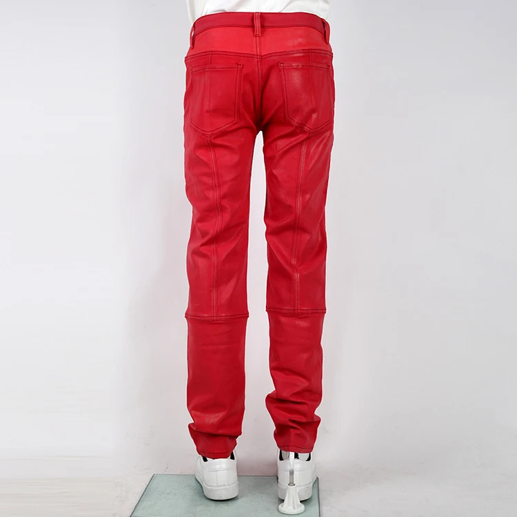 Waxed Straight Leg Men Jeans 