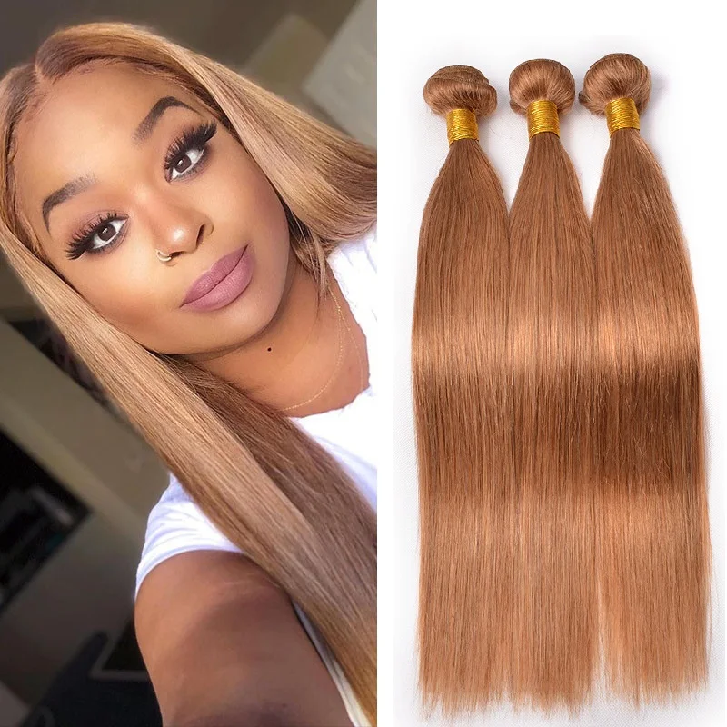 Brazilian Weave Color #27 Honey Gold Human Hair Extension,Brown Hair  Bundles With Closure - Buy Hair Weave Color #27,Brown Hair  Bundles,Brazilian Human Hair Bundles Product on 