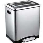 EVERGREEN 15L/20L Soft-Close Smudge Resistant Trash Can With Foot Pedal With 2 Removable Plastic Inner Buckets