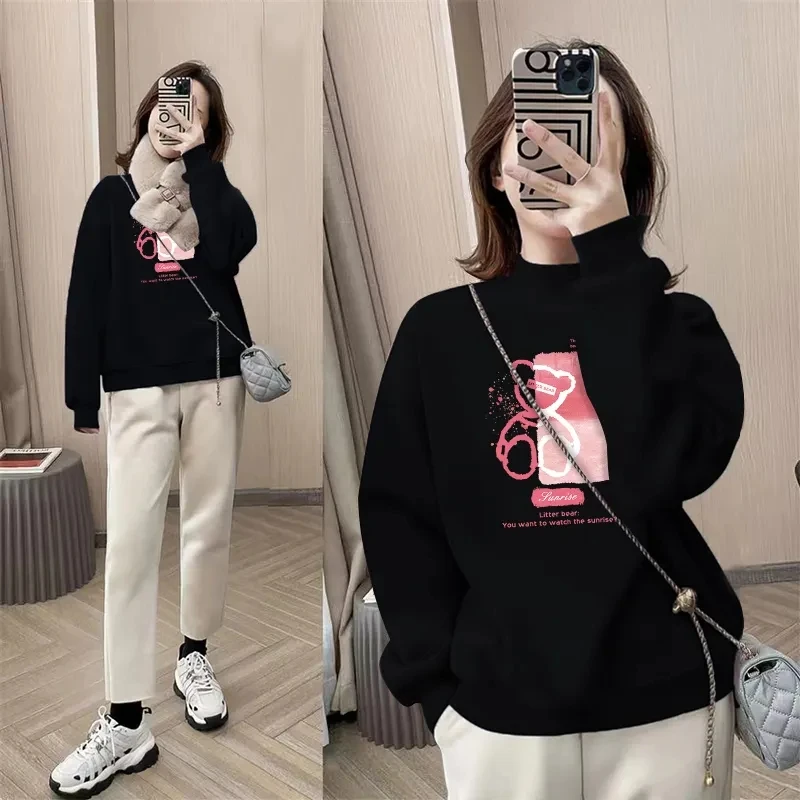 Wholesale printed embroidered women's hoodies and sweatshirts unisex crew neck 100% cotton street wear hoodies for women