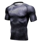 Sweat Men's 3D Printed Fitness Running Training Short Sleeve Tight Stretch Sweat Drying Clothes