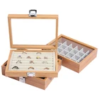 Wooden Jewelry Custom Luxury Lockable Glass Display Mult-slots Bamboo Wooden Jewelry Boxes
