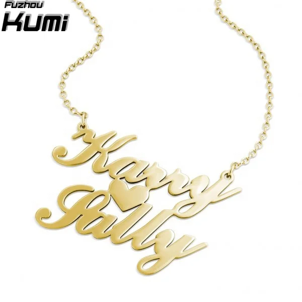 18k Gold Plated Two Names Necklace With 