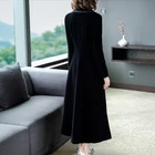 Long Coat Long Trench Coat Over The Knee Coat In Black Velvet TA83770115