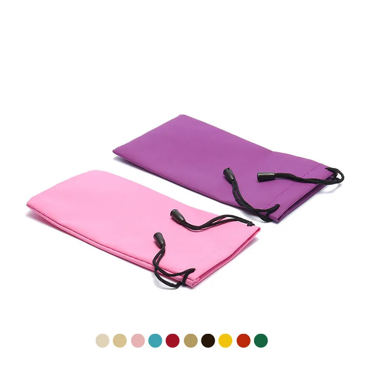 Wholesale Microfiber Protector Container Material eyeglass pouch Soft sunglasses drawstring bags