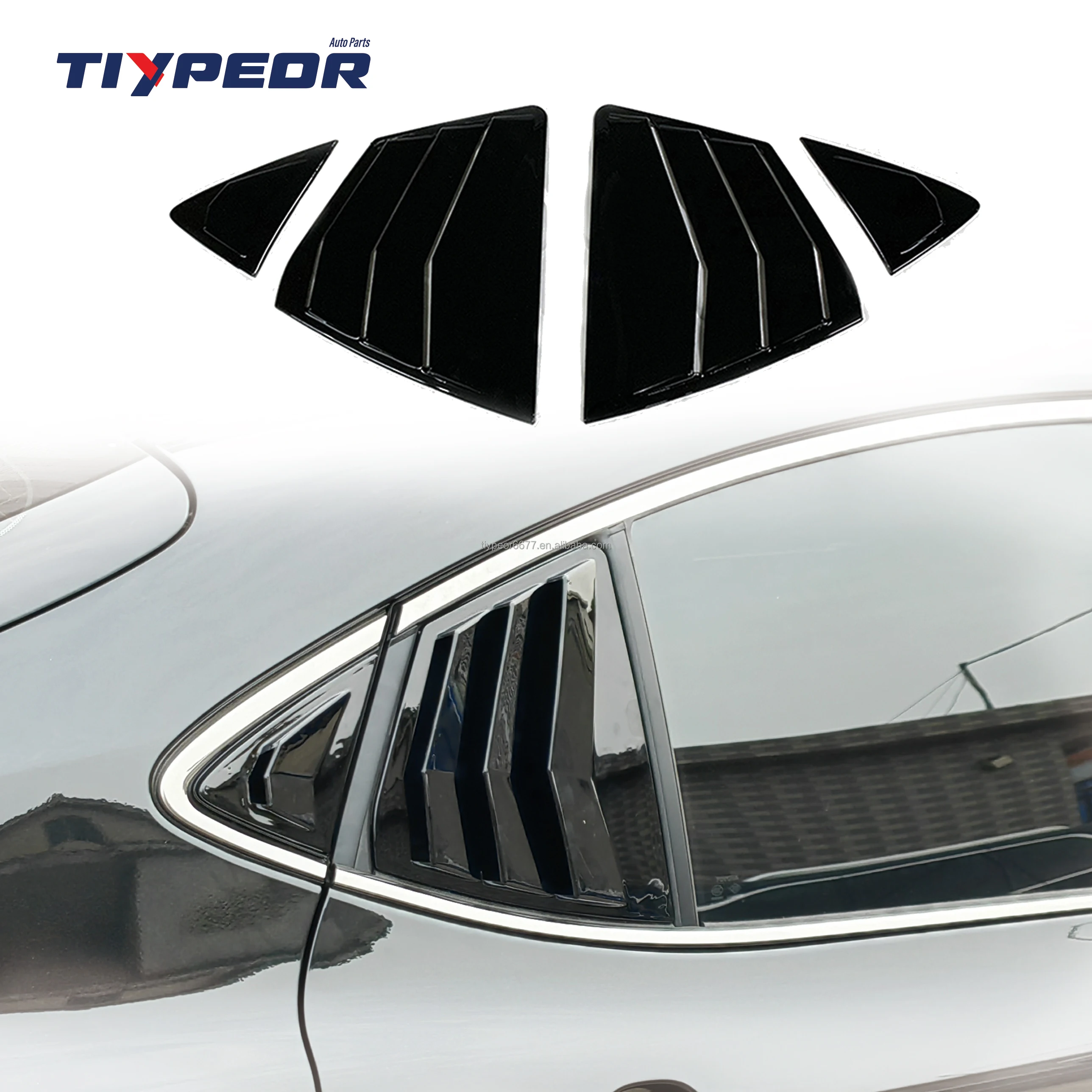 product 4pcs glossy black rear window louver cover set for toyota camry 2024 new design rearview window shutter sun shade cover trim-3