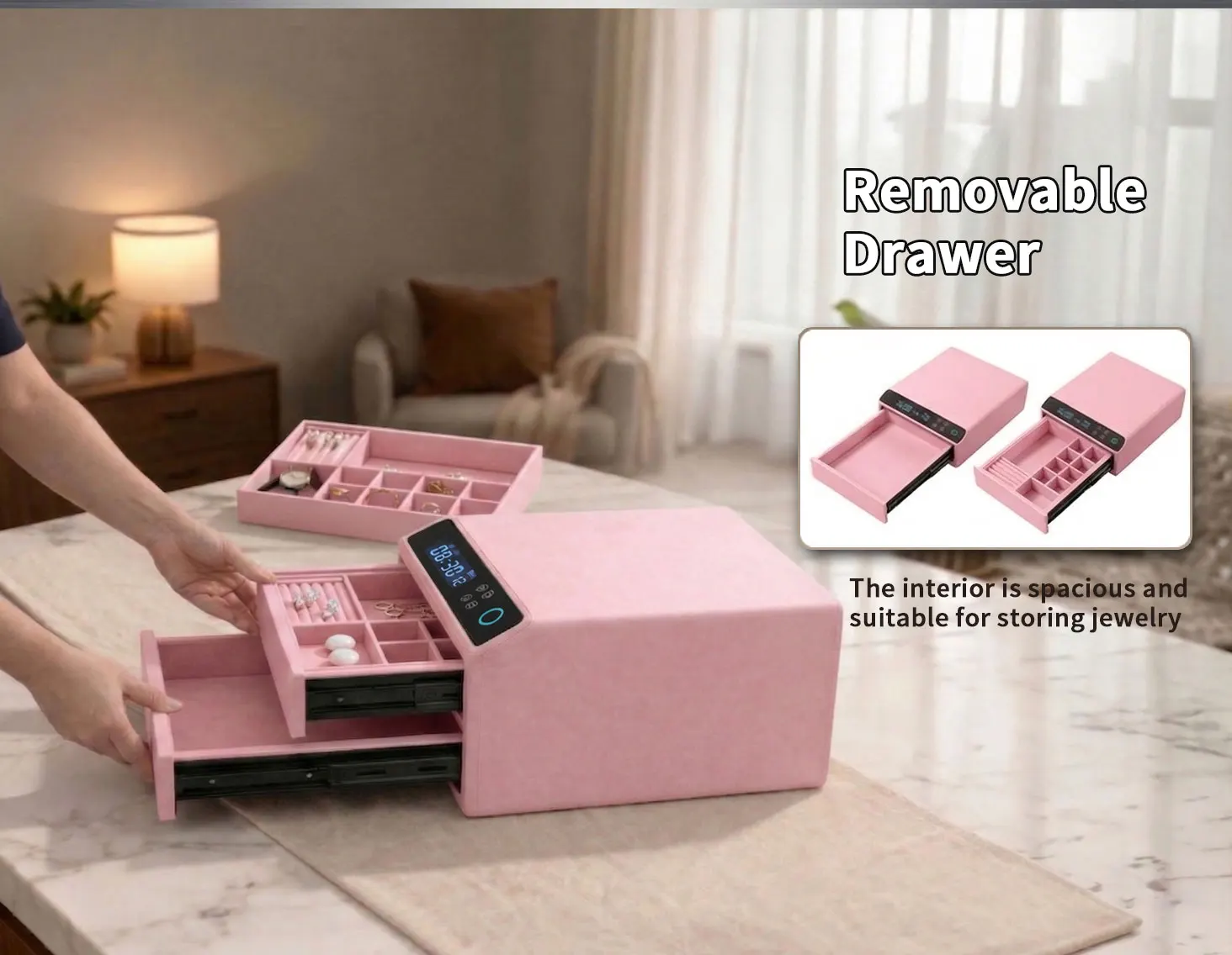 dr 1272 ft ceqsafe smart electronic safe box anti theft smart touch screen password fingerprint leather jewelry safe box-10