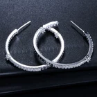 Silver Hoop Earrings Ladies Fashion Polished Silver Jewelry Full Sparkling Hoop Earrings