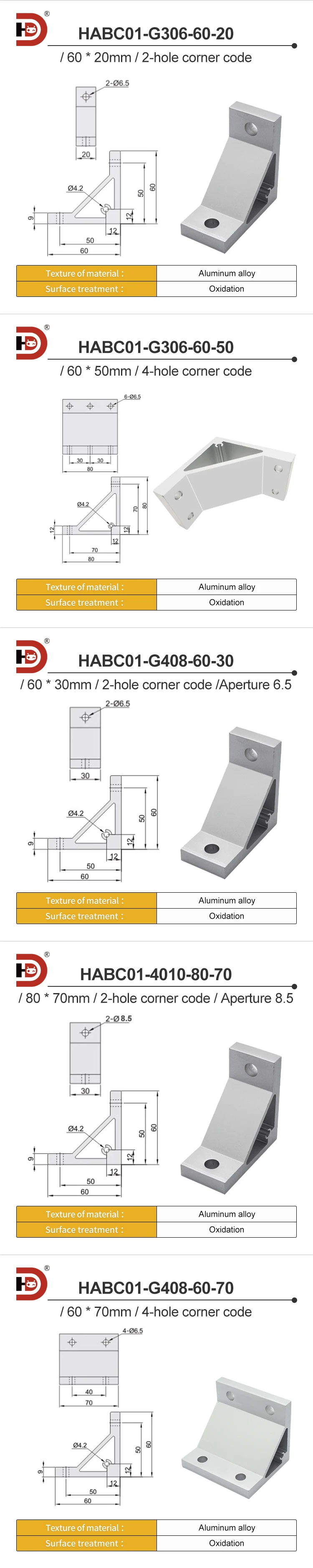 60 High Vertical Aluminum Corner Code Fixing Parts, Aluminum Profile Accessories, Connecting Bracket Corner Parts details