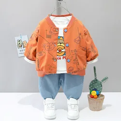 Autumn Baby Clothes 1-4 Year Old Toddler Boy Clothes Cardigan Jacket T-shirt Jeans Three-piece Set Boy Kids Clothing